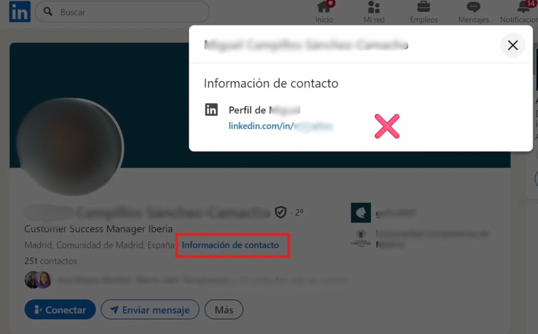 Perfil LinkedIn sin sitio web